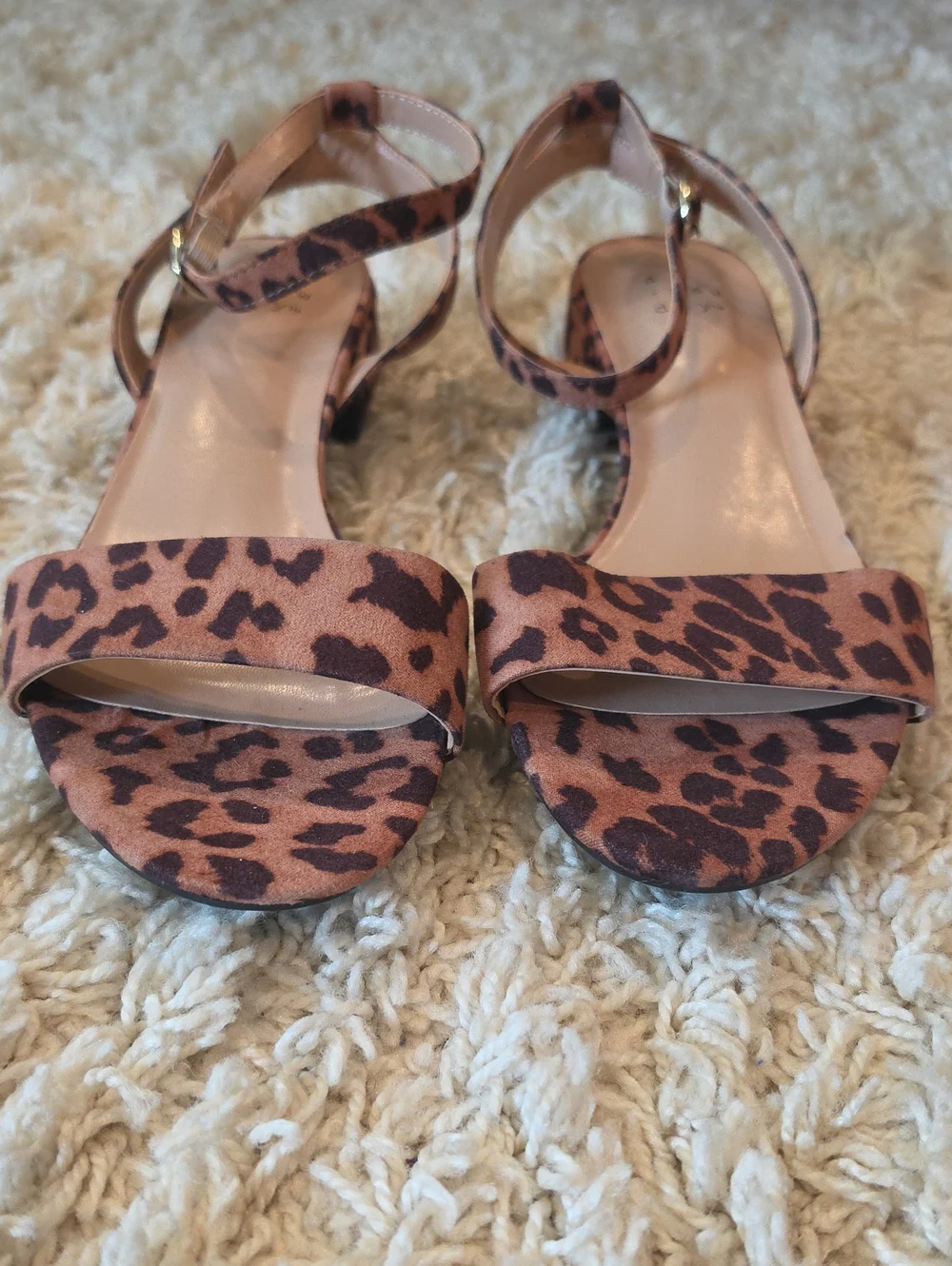 a new day Leopard Print Ankle Strap Sandals - Brown/Tan